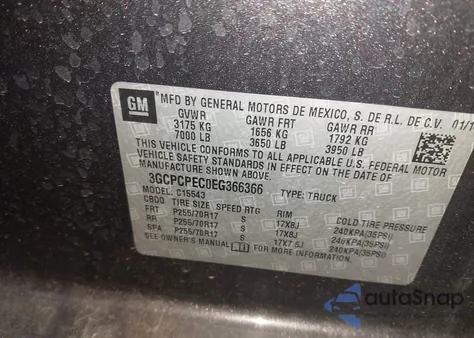 2014 Chevrolet Silverado 1500 Work Truck 1Wt from USA, damaged, VIN 3GCPCPEC0EG366366